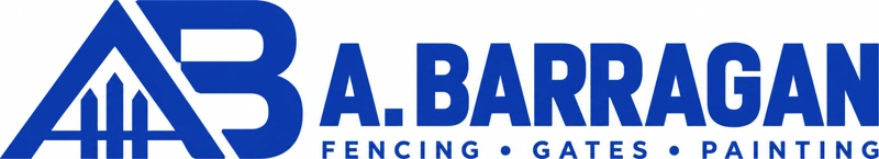 A.Barragan fencing, gates, and painting company logo in blue and white
